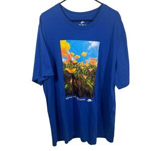 New Nike Move With Nature T Shirt Mens 2XL-T Tall Poppies Blue SS HJ0592-480 NWT